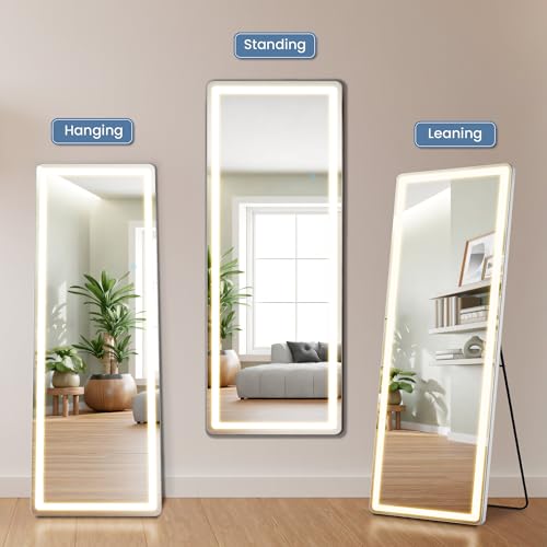 21"x64" LED Full Length Mirror with Stand (Led-white Rect / 64"L x 21"W)