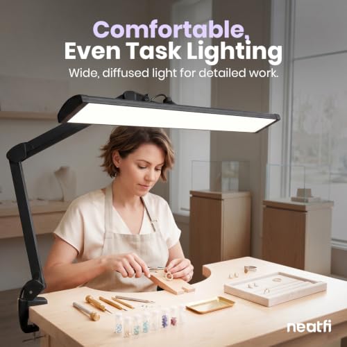 Pro LED Task Lamp with Clamp (Black-7 / 31.8-Inch Wide Shade)