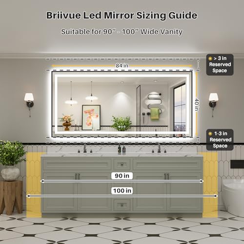 84x40 Inch LED Bathroom Mirror with Black Frame (Backlit+front Lit With Black Frame / 84"L x 40"W)