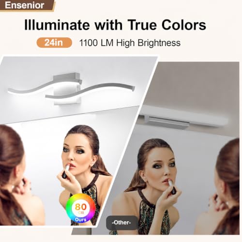 Brushed Nickel Curved Bathroom Vanity Light Fixture Over Mirror (Brushed Nickel / 23.62INCH,2 PACKS)