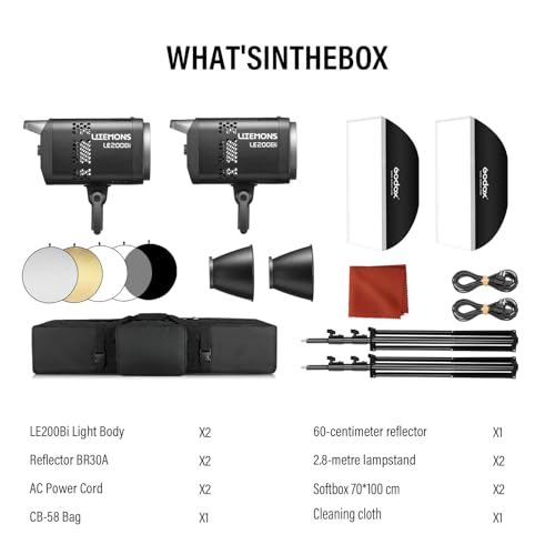 2Pack GODOX Litemons LE200Bi Kit (BLACK)