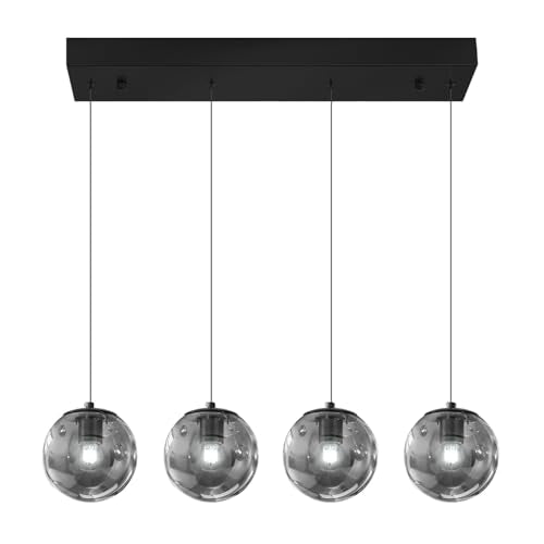 Kitchen Island Lighting Modern 4 Lights Linear Chandeliers for Dining Room (Smoke Grey / Rectangle 4-Light)
