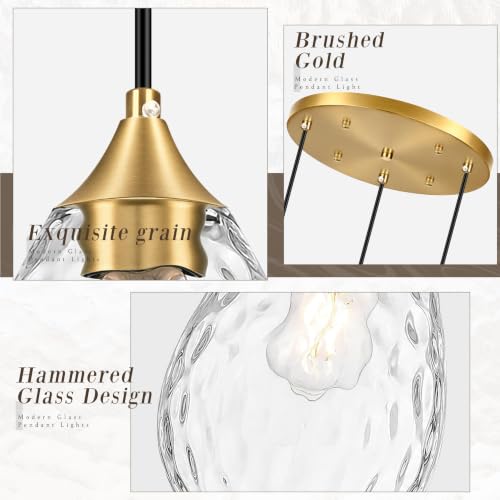 Gold Glass Pendant Lights Kitchen Island 3 (Gold, 3-Light / 6.3 Inch, 3-Light)