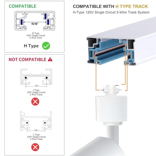 Plug in H Type LED Track Lighting Heads Dimmable GU10 Spotlights (White RGB)