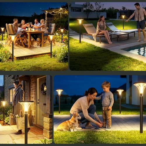 200LM Bright Solar Pathway Lights Outdoor (Warm White / 6 Pack)