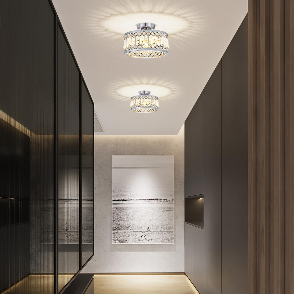 Crystal Chrome Ceiling Light (Chrome / 11 Inch)