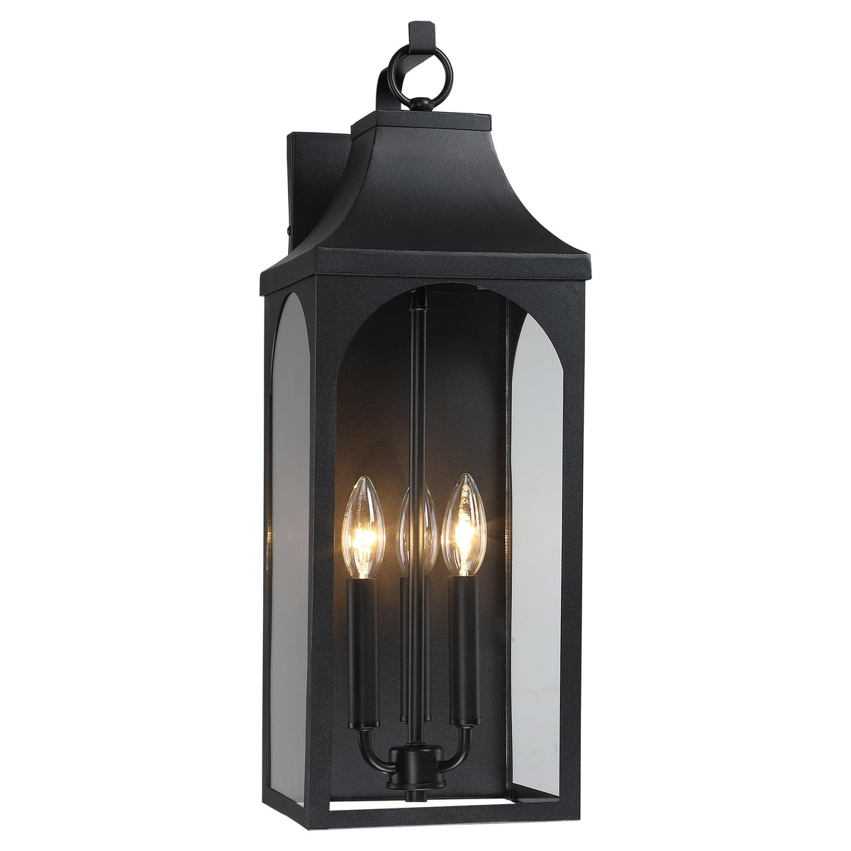 22-Inch 3-Light Outdoor Porch Wall Lantern, Black Exterior Light (22 inch)