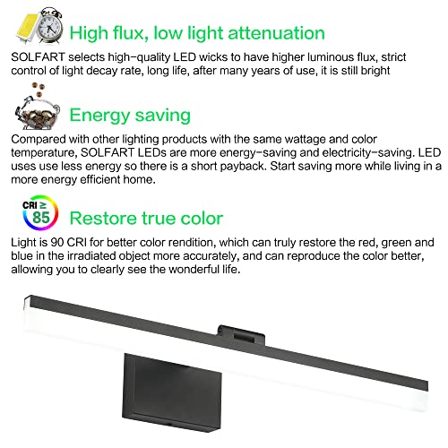 24 inch LED Modern Black Bathroom Vanity Lights Over Mirror Vanity Lighting Fixtures for Bath Matt Black Bathroom Light fixtures Bar (Matte Black / 24-inch)