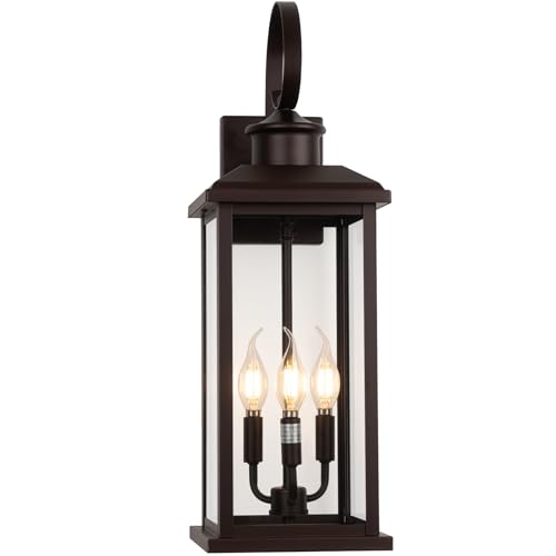 24 Inch 3 Light Bronze Outdoor Wall Light Oil (Bronze / No Sensor)