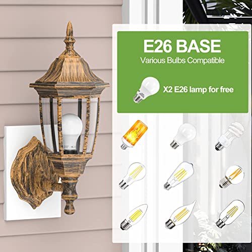 Outdoor Porch Light (Gold / No Sensor-Plastic)