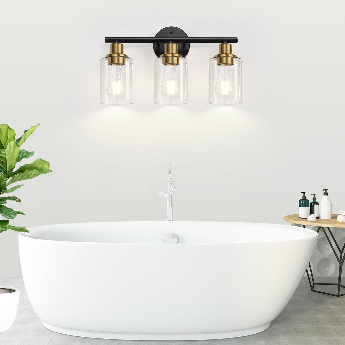 3 Light Bathroom Light Fixtures (Black and Gold / 3-light)