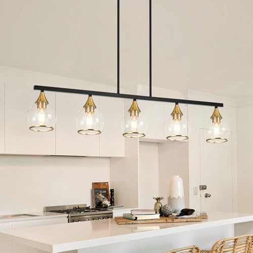 Island Light for Kitchen (Black and Gold / 5-Light)