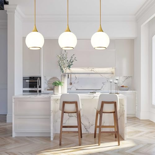 Pendant Lights Kitchen Island (Gold & Milky White / 1 Pack-10inch)