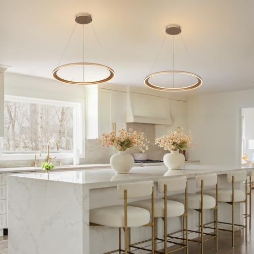 Modern Dimmable LED Chandelier (Gold / W24"-2 Ring)