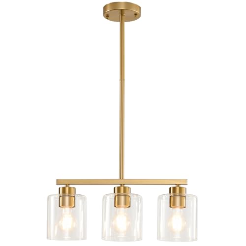 3 Light Gold Kitchen Island Lighting (Gold & Clear Glass / 3 Light)