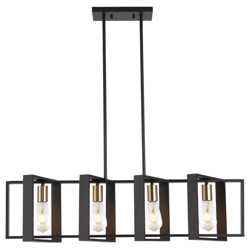 35.4" Kitchen Island Lighting Fixture (Black / 4 Lights)