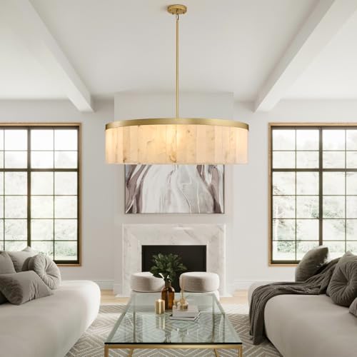 42" Round Alabaster Chandelier (42'' Gold)