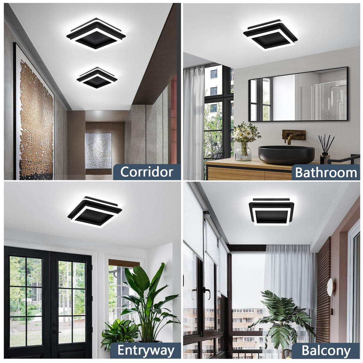 Black Modern LED Ceiling Light (All Black / 1 Pack)