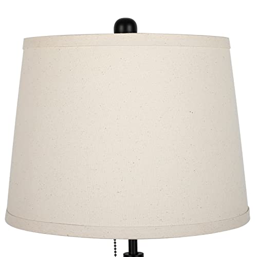 Bedside Table Lamps Set of 2 (Black+Beige Shade Set of 2)