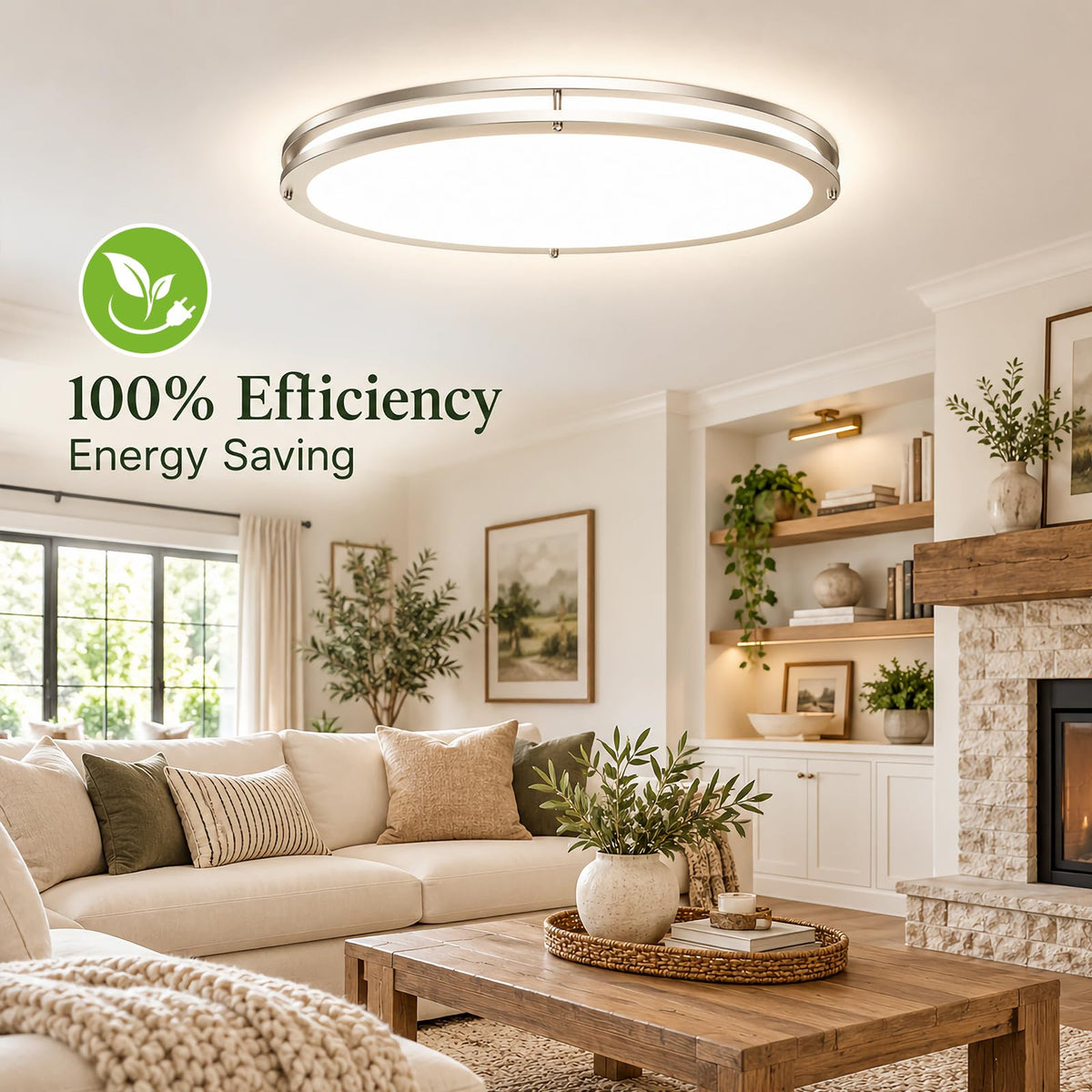 24 Inch Oval Flush Mount Ceiling Light Fixtures 40W 5CCT Selectable (Silver / 24 Inch)