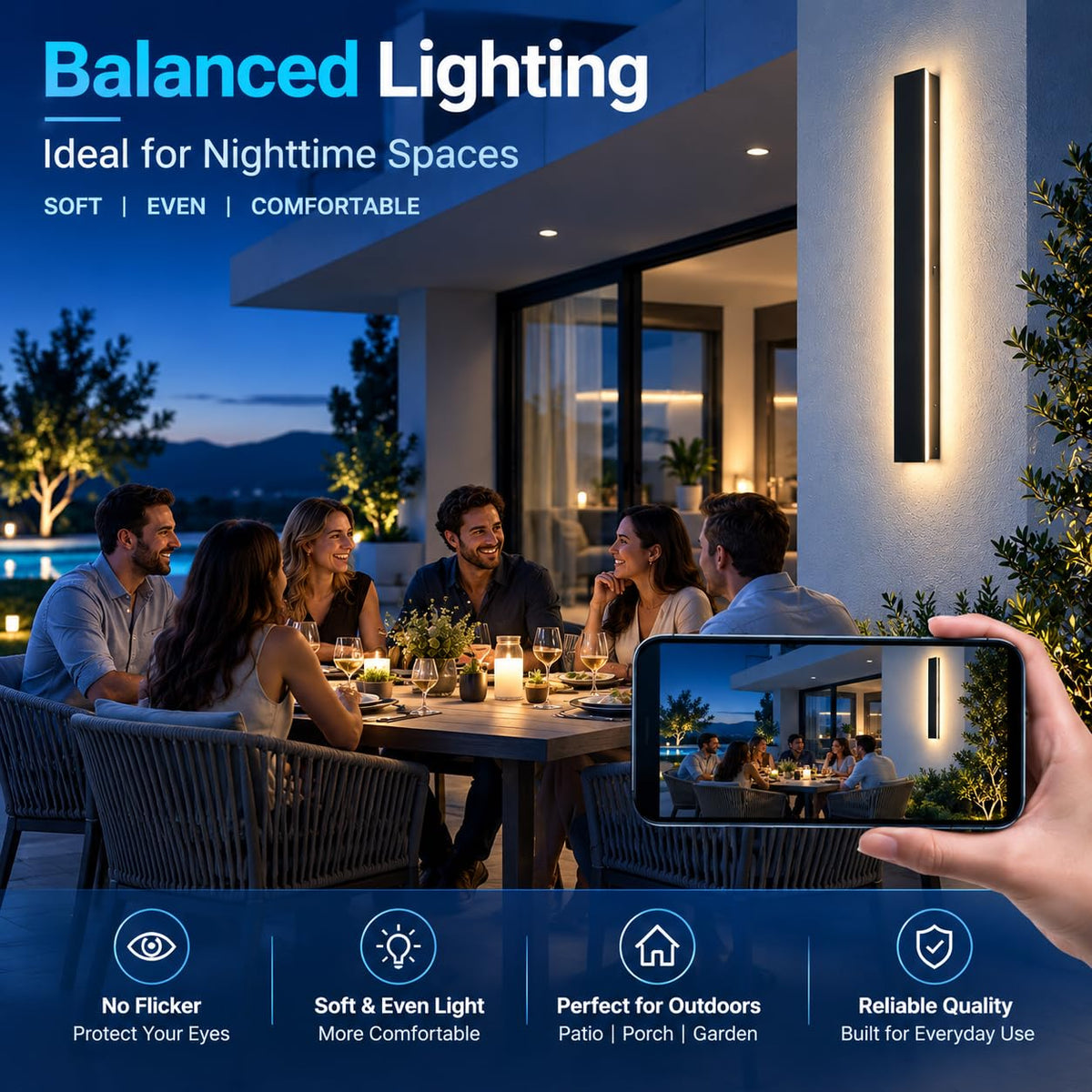 Modern Outdoor Wall Lights (3000K Warm Light / 2pack-59Inch*4.72inch)