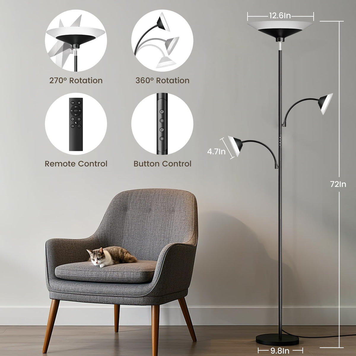 3 Way Torchiere Floor Lamp (RGB (Red, Green, Blue))
