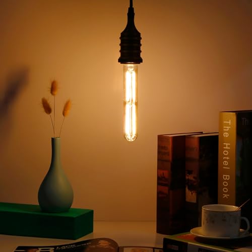 Dimmable E26 LED Bulb 4W Equal 40 Watt Warm White 2700K E26 Edison AC120V 400lm Tubular T9 T10 LED Light Bulb for Rustic Pendant