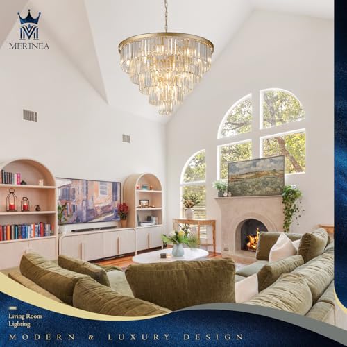 Gold Crystal Chandeliers 16 Lights 30" Luxury Round Chandelier (Gold / Large-30”)