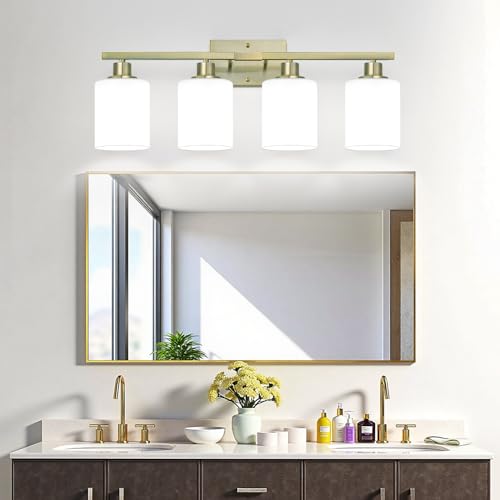 4 Light Bathroom Light Fixtures (Aged Brass / 4-Light)
