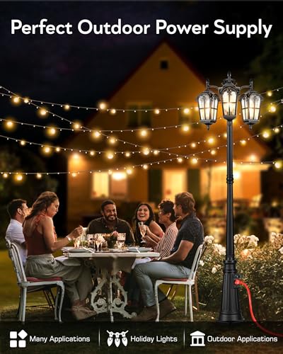 Outdoor Post Lights with Outlet (Black (Lamp Head Down with Outlet))