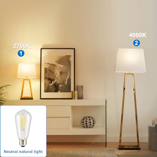 Vintage LED Edison Bulb (St58-clear Glass 4000k / 6 Count (Pack of 1))
