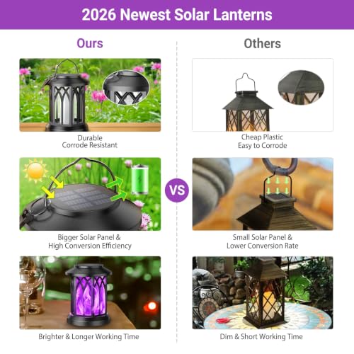 6 Pack Solar Lantern Outdoor Lights (Purple Light / 6 Pack)