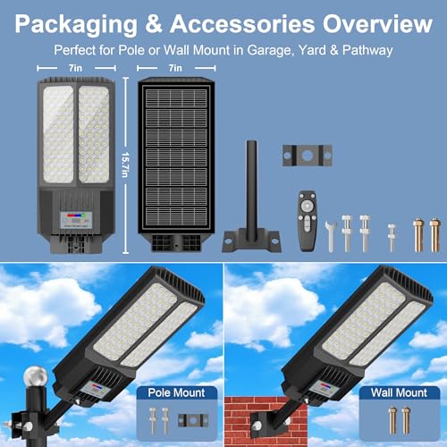 Solar Street Lights Outdoor Waterproof Dusk to Down with Motion Sensor