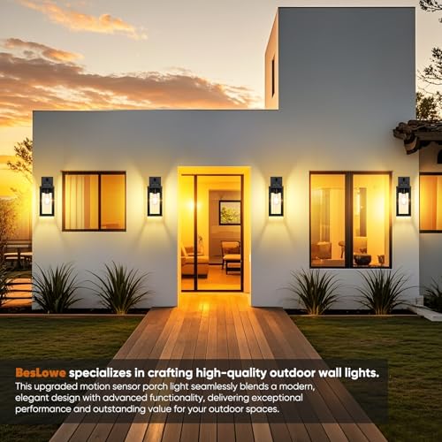 2 Pack 14” Upgraded Motion Sensor Outdoor Wall Lights (Black / 14in)