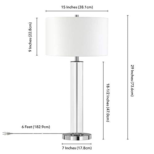 Harlow 29" Tall Table Lamp with Fabric Shade in Clear Glass (Polished Nickel)