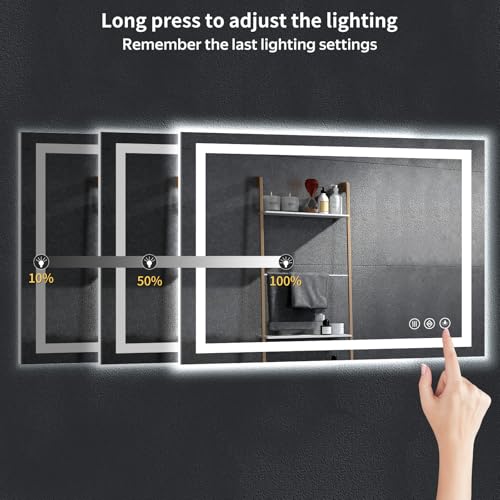 48"x32" LED Bathroom Mirror with Lights (Frontlit & Backlit / 32"L x 48"W)