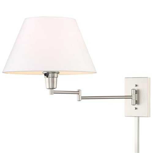 Cambridge 15" Modern Swing Arm Wall Sconce with 3 (Brushed Nickel,White Shade)