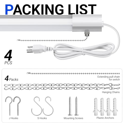 BS84 LED Shop Lights 4FT for Workshop (5000K / White-84W-4 Packs)