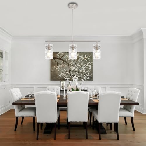 29.52" Brushed Nickel Linear Chandelier Kitchen Dining Room Island Lights (3-Light Brushed Nickel)
