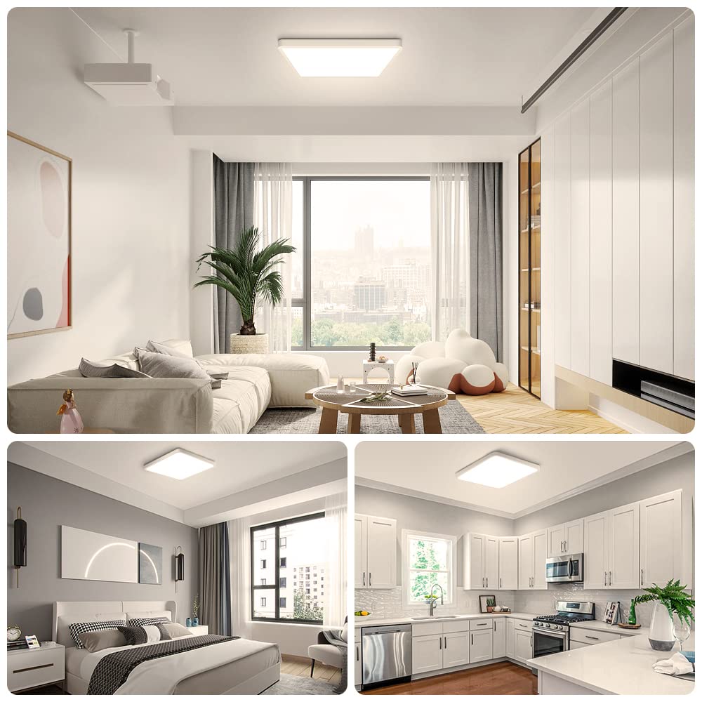 12Inch 24W Square LED Flush Mount Ceiling Light (Natural White / 12 inch White)