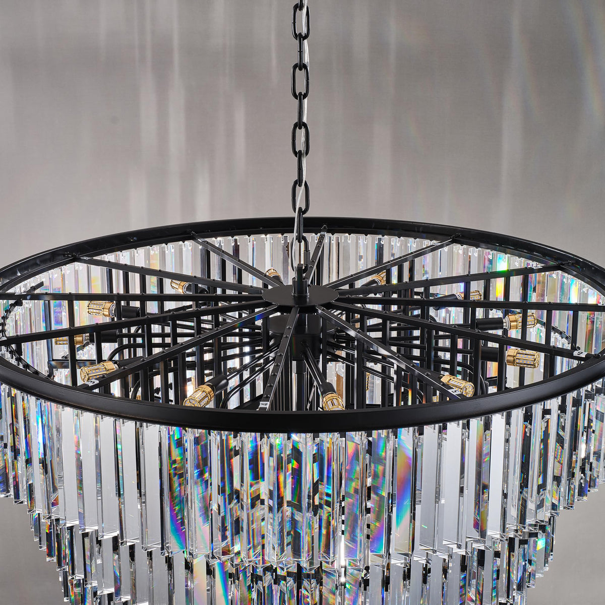 36'' Spiral Crystal Chandelier Black Modern Light Fixture (36''(Black))