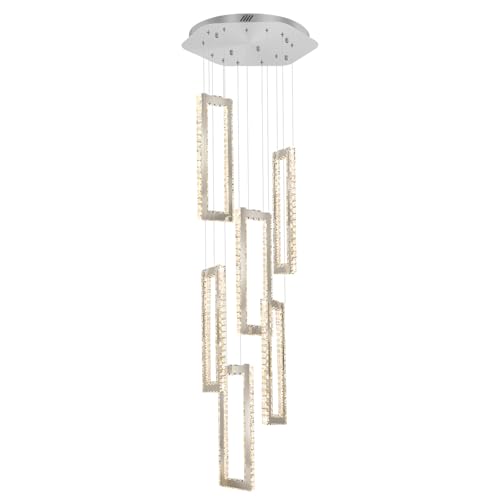 Modern Chandelier Adjustable Rings Rectangle Crystal Chandelier for Living Room