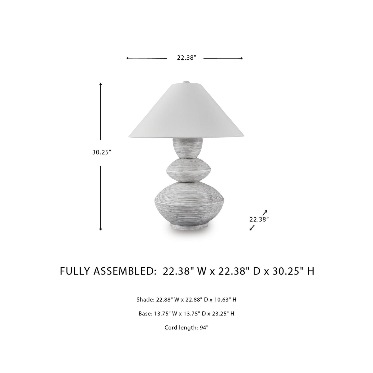 Table Lamp 30" Gourd (Distressed White/Gray / Table Lamp)