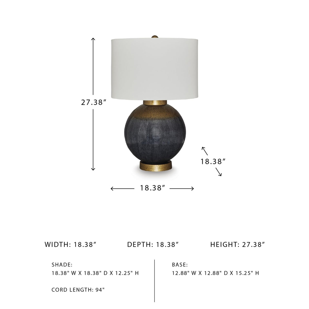 Table Lamp Retro Blue with Gold Base (Blue/Gold Finish / Table Lamp)