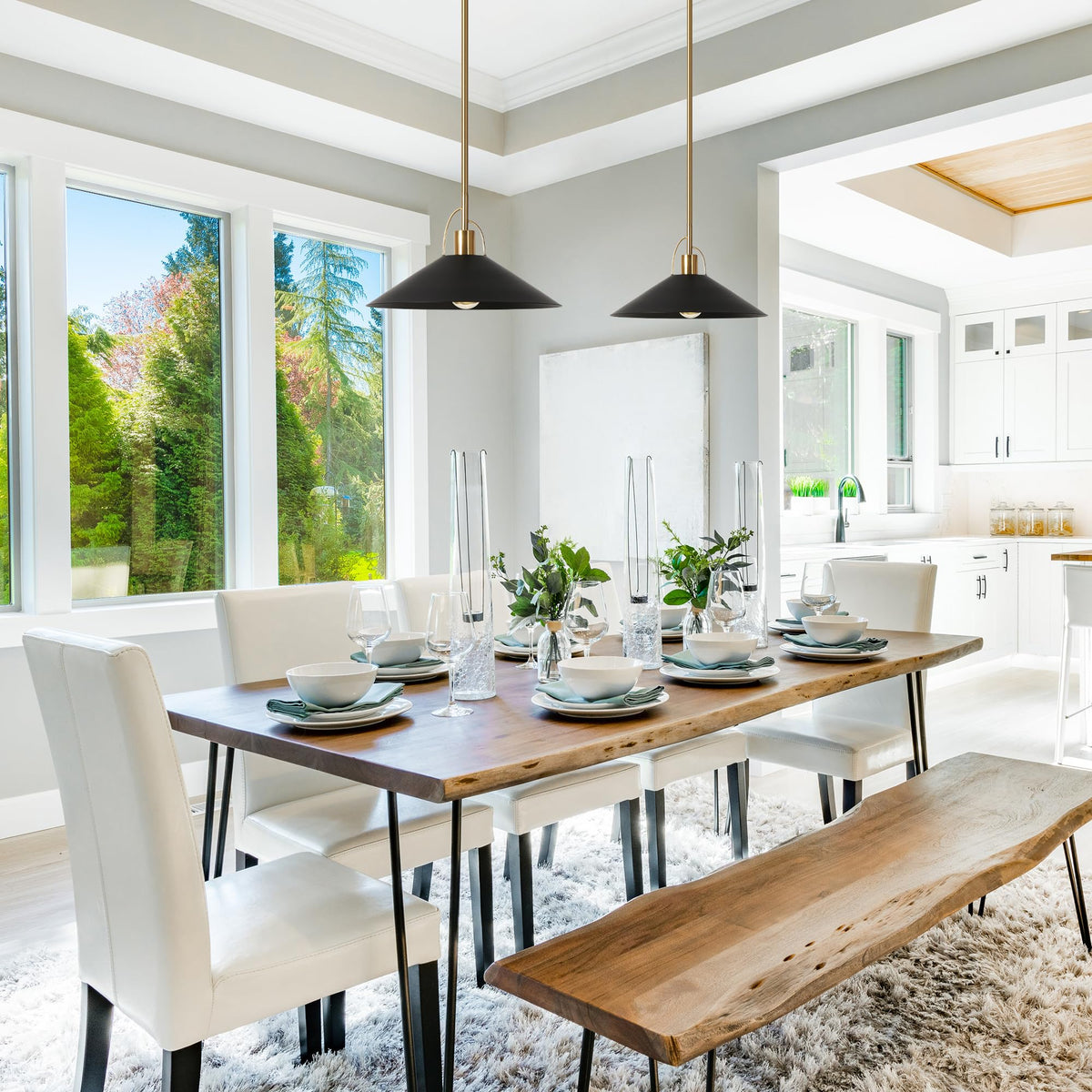 Pendant Lights Kitchen Island (13.8" D / Gold and Black)