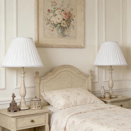 White Pleated Lamp Shades Set of 2 6"×13"×9.8" Bell Shade (6*13*9.8in / White-2 Pack)
