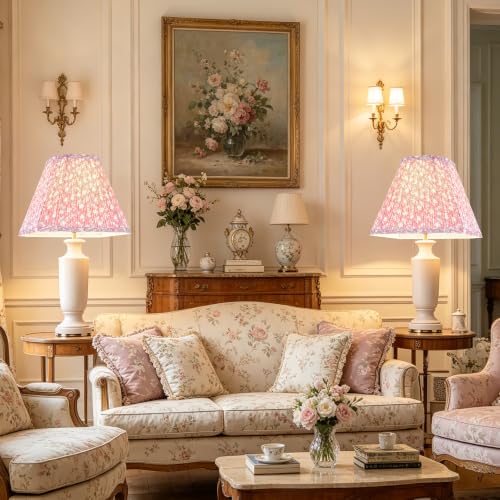 Lamp Shades Pink Polyester Set of 2 6.5"×13"×10.5" Bell Shade (Pink-2 Pack / 6.5*13*10.5in)