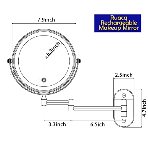 Wall Mounted Makeup Mirror with 3 Lights (Round Black)