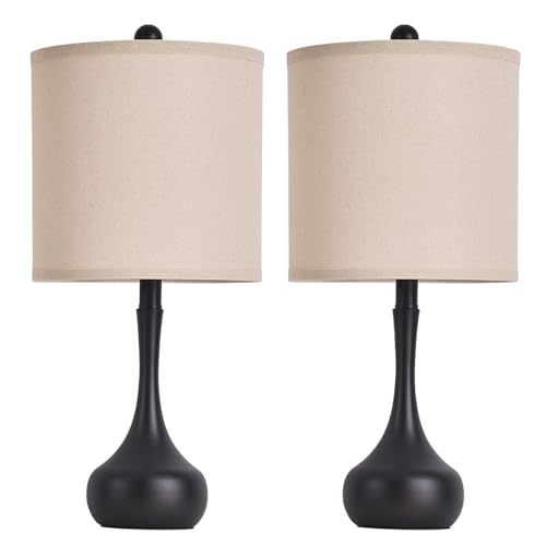 23" Farmhouse Table Lamp Set of 2 for Living Room Bedroom (Black2 / 23")