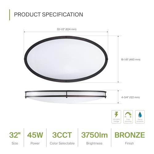 LED 32" Oval Flush Mount Lighting (Oil-Rubbed Bronze)